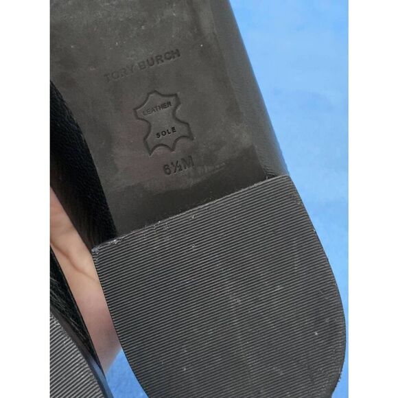 Tory Burch Jessa Backless Black Loafer Leather Size 6.5 Flats - Picture 7 of 9